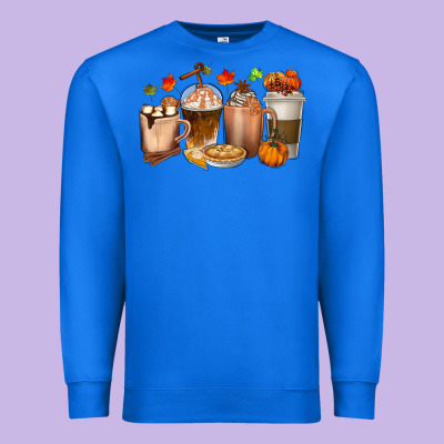 Pumpkin Spice Coffee Cups Premium Sweatshirt Designed By Texasbilliewilder