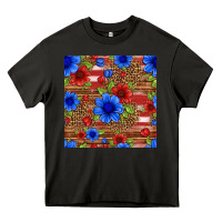 Asphalt patriotic flowers seamless pattern Heavy Core Tee - HRA Design Shop