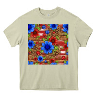 Mossy patriotic flowers seamless pattern Heavy Core Tee - HRA Design Shop