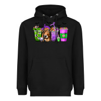 Black Coffee Cups with Cow and Halloween Heavyweight Hoodie - texasbilliewilder