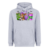 Heather Grey Coffee Cups with Cow and Halloween Heavyweight Hoodie - texasbilliewilder