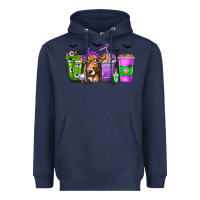 Navy Coffee Cups with Cow and Halloween Heavyweight Hoodie - texasbilliewilder