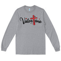 Heather Grey valentine cross glitter Long Sleeve Tee - MaliasSmallBusiness
