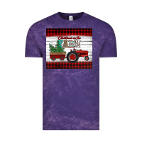 Cloud Purple christmas on the farm tractor Vintage Tee - Jasminsmagicworld