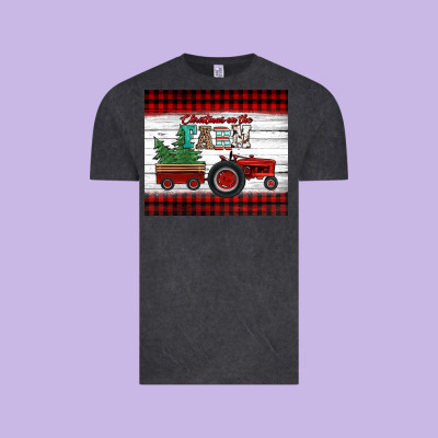 Christmas On The Farm Tractor Vintage Tee Designed By Jasminsmagicworld
