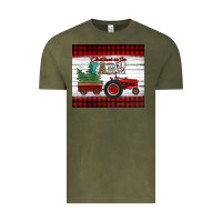 Vintage Olive christmas on the farm tractor Vintage Tee - Jasminsmagicworld