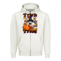 Oatmeal Heather Halloween Hedgehog Trick Or Treat Zipper Hoodie - LillyAllenDesigns