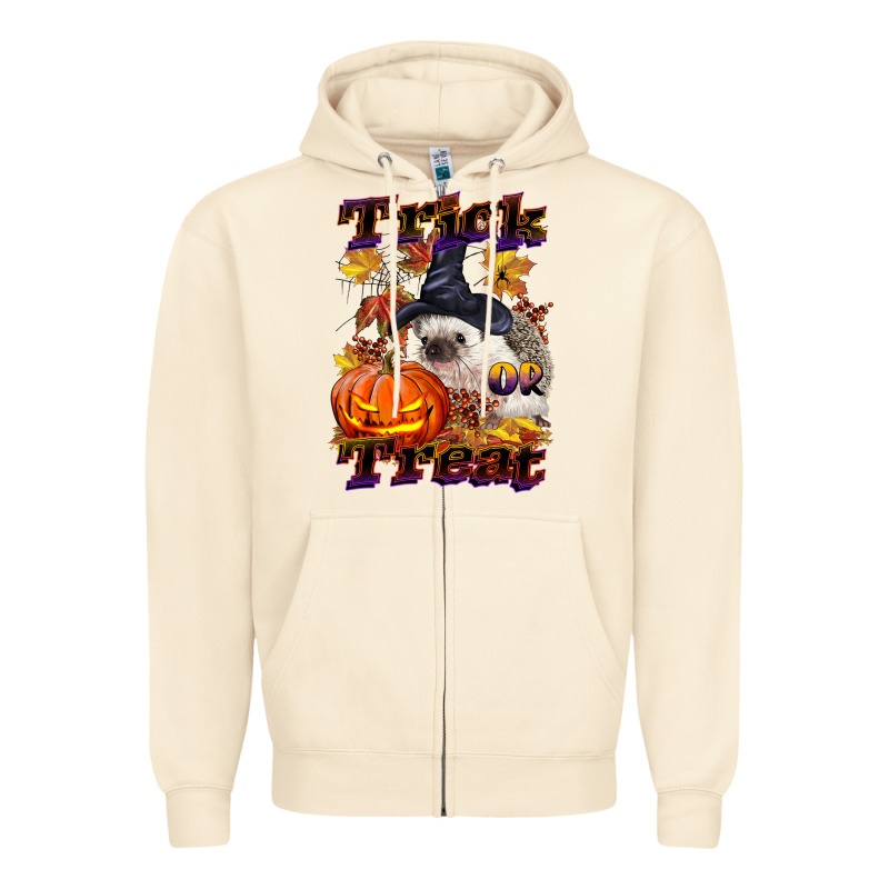 Halloween Hedgehog Trick Or Treat Zipper Hoodie by LillyAllenDesigns | Teevron
