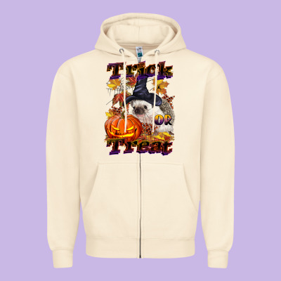 Halloween Hedgehog Trick Or Treat Zipper Hoodie Designed By Lillyallendesigns