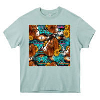 Arona sunflower horses seamless pattern Heavy Core Tee - HRA Design Shop