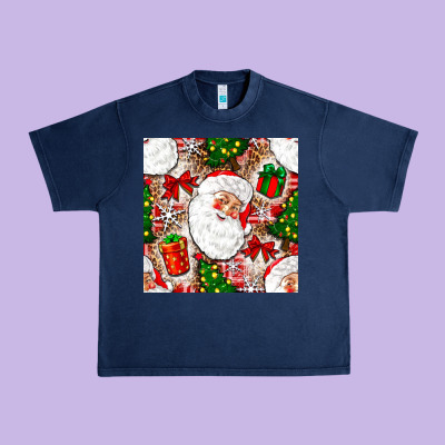 Christmas Santa Claus And Gift Box Urban Heavy Tee Designed By Nancycooperartshop