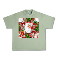 Oil Green Christmas Santa Claus and gift box Urban Heavy Tee - NancyCooperArtShop