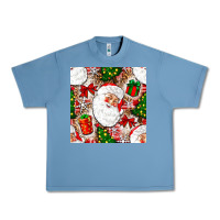Pebble Blue Christmas Santa Claus and gift box Urban Heavy Tee - NancyCooperArtShop