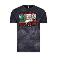 Cloud Black christmas on the farm tractor buffalo plaid Vintage Tee - Jasminsmagicworld