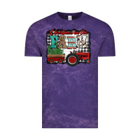 Cloud Purple christmas on the farm tractor buffalo plaid Vintage Tee - Jasminsmagicworld