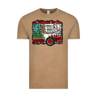 Vintage Coffee christmas on the farm tractor buffalo plaid Vintage Tee - Jasminsmagicworld