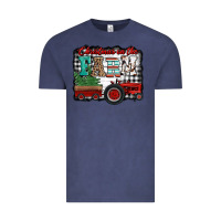 Vintage Denim christmas on the farm tractor buffalo plaid Vintage Tee - Jasminsmagicworld