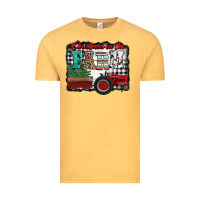 Vintage Mustard christmas on the farm tractor buffalo plaid Vintage Tee - Jasminsmagicworld