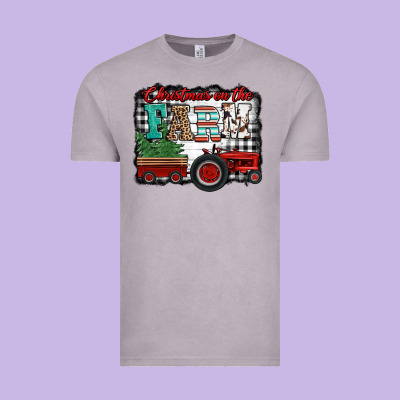 Christmas On The Farm Tractor Buffalo Plaid Vintage Tee Designed By Jasminsmagicworld