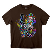 Chocolate Brown love autism Heavy Core Tee - SublimationCraftShop