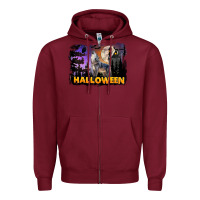 Burgundy Halloween Wolf Zipper Hoodie - LillyAllenDesigns