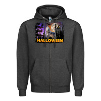 Charcoal Heather Halloween Wolf Zipper Hoodie - LillyAllenDesigns