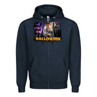 Navy Halloween Wolf Zipper Hoodie - LillyAllenDesigns