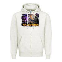 Oatmeal Heather Halloween Wolf Zipper Hoodie - LillyAllenDesigns