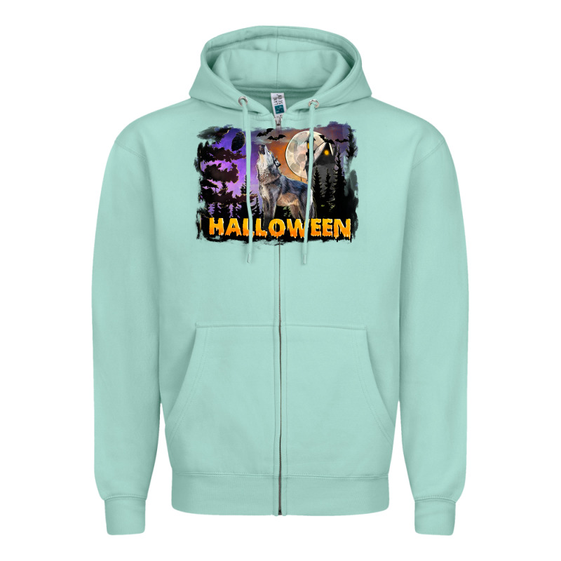 Halloween Wolf Zipper Hoodie by LillyAllenDesigns | Teevron
