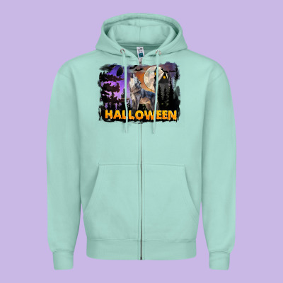 Halloween Wolf Zipper Hoodie Designed By Lillyallendesigns