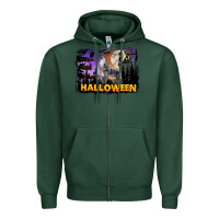 Sports Green Halloween Wolf Zipper Hoodie - LillyAllenDesigns