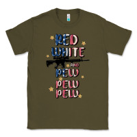 Army Green red white and pew pew pew Classic Tee - MaliasSmallBusiness