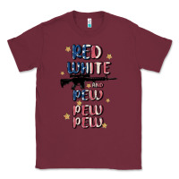 Burgundy red white and pew pew pew Classic Tee - MaliasSmallBusiness