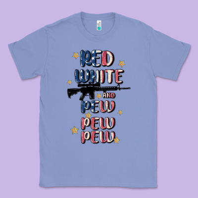 Red White And Pew Pew Pew Classic Tee Designed By Maliassmallbusiness