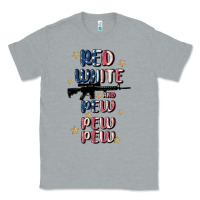 Heather Grey red white and pew pew pew Classic Tee - MaliasSmallBusiness