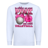 White In October We Wear Pink and Watch Volleyball Premium Sweatshirt - texasbilliewilder