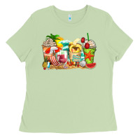 Matcha summer vibes coffee cups Ladies Tee - Zillion Design Studio