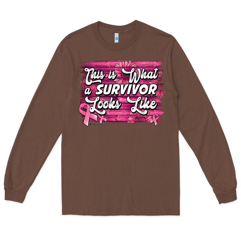 This Is What A Survivor Looks Like Breast Cancer Long Sleeve Tee by NancyCooperArtShop | Teevron