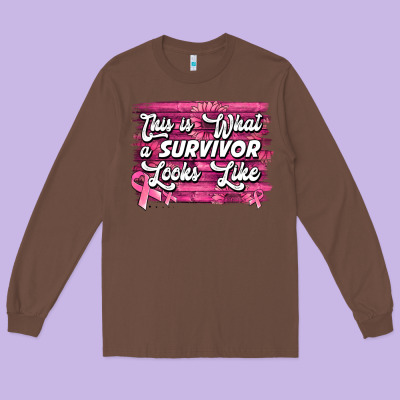This Is What A Survivor Looks Like Breast Cancer Long Sleeve Tee Designed By Nancycooperartshop
