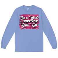 Colony Blue This is what a survivor looks like Breast Cancer Long Sleeve Tee - NancyCooperArtShop