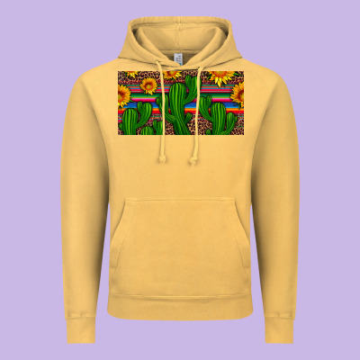 Sunflowers And Cactus License Plate Vintage Hoodie Designed By Artiststas