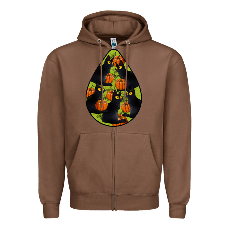 Black Cat Halloween Teardrop Zipper Hoodie by LillyAllenDesigns | Teevron