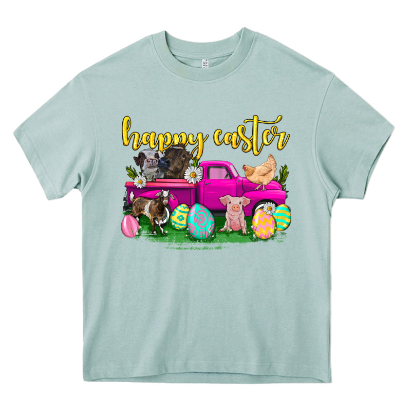 Happy Easter Truck With Farm Animal Heavy Core Tee by Neo Western | Teevron