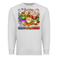 Dove Grey happy hallothanksmas coffee cups with ghost turkey Premium Sweatshirt - texasbilliewilder