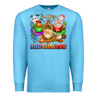Ocean Blue happy hallothanksmas coffee cups with ghost turkey Premium Sweatshirt - texasbilliewilder