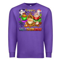 Purple happy hallothanksmas coffee cups with ghost turkey Premium Sweatshirt - texasbilliewilder