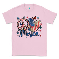 Bubblegum Pink peace love 'merica Classic Tee - MaliasSmallBusiness