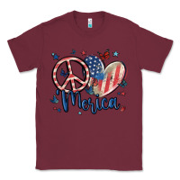 Burgundy peace love 'merica Classic Tee - MaliasSmallBusiness