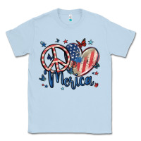 Dusty Blue peace love 'merica Classic Tee - MaliasSmallBusiness