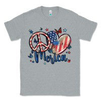 Heather Grey peace love 'merica Classic Tee - MaliasSmallBusiness